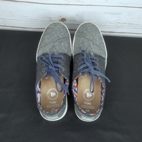 TOMS Movember Moustache Canvas Shoes Size 8 - Picture 6 of 10